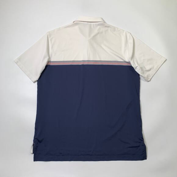 Peter Millar Shirt Mens L Large White Navy Davenport Performance Summer Comfort - Picture 8 of 10